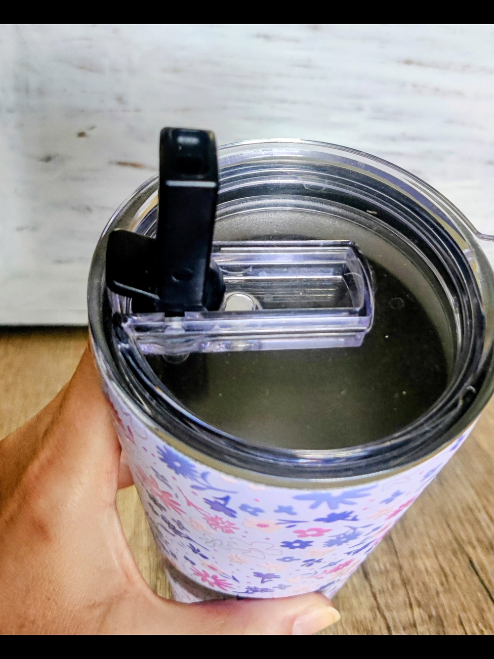 Floral Lilac Insulated Tumbler — Pink & Blue Flower Pattern - Picture 3 of 6